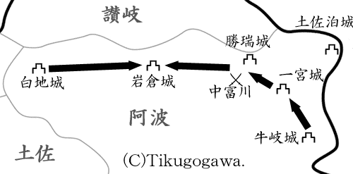阿波への再侵攻図